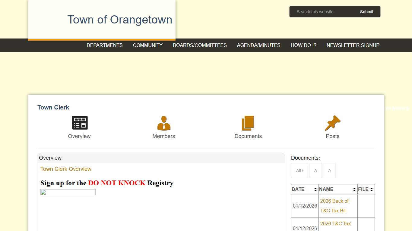 Town Clerk Town of Orangetown